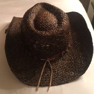 Brown Woven Cowboy Hat one Size